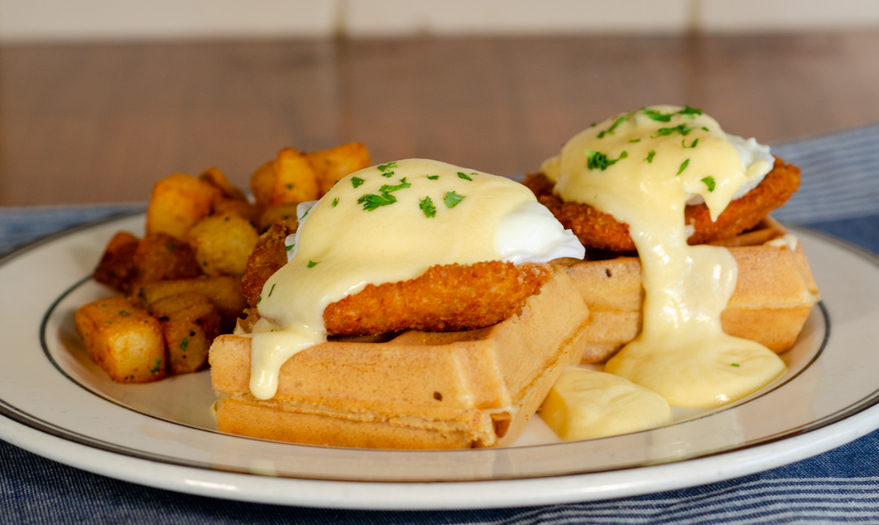 Chicken and Waffle Benedict