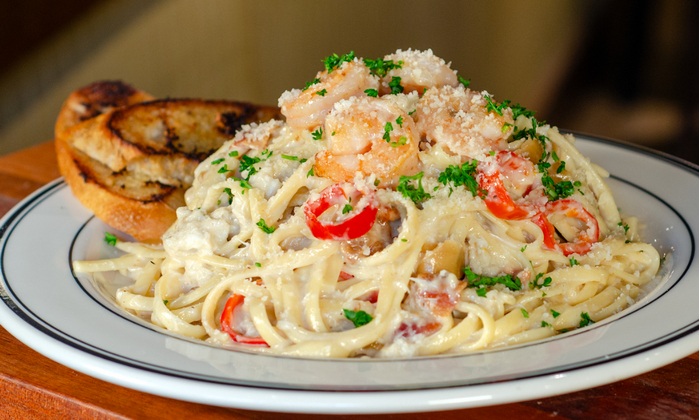 Crab, Shrimp & Bacon Pasta